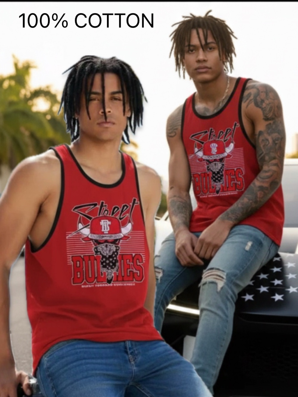 Biggy Threads World Wide Street Bullies Red Black Cotton Tank Montreal Small